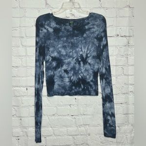 Wild Fable Navy Blue Tie Dye Long Sleeve Top Women’s Juniors Size Large